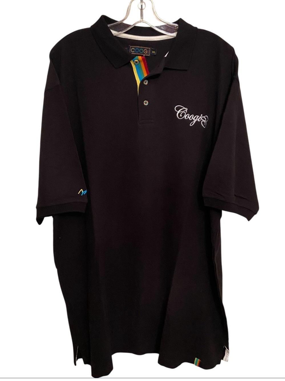 COOGI vintage Y2K men’s black polo streetwear hiphop short sleeve shirt,  sz XXL